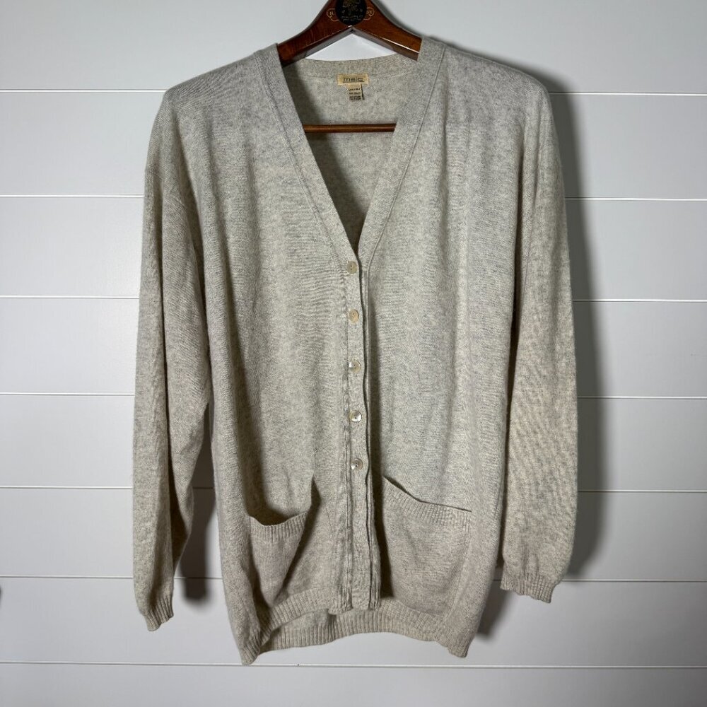 Malo 100% Cashmere Cardigan & Short Sleeve Sweater Set Oatmeal Size Medium